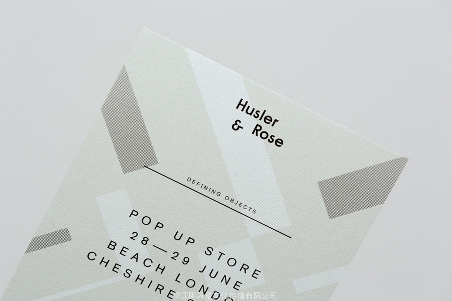 Visual identity and black block foil print for Husler & Rose designed by Post